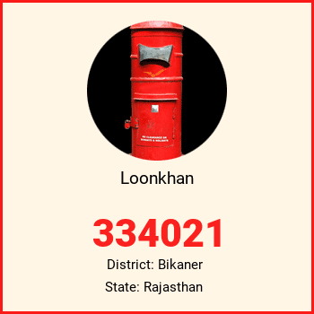 Loonkhan pin code, district Bikaner in Rajasthan