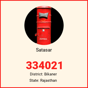 Satasar pin code, district Bikaner in Rajasthan