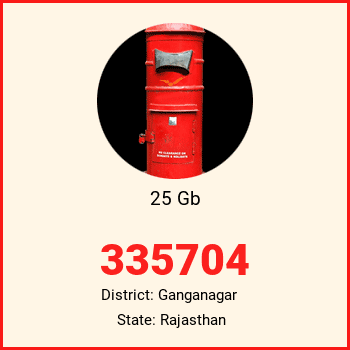 25 Gb pin code, district Ganganagar in Rajasthan