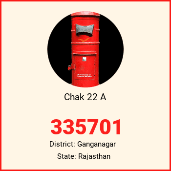 Chak 22 A pin code, district Ganganagar in Rajasthan