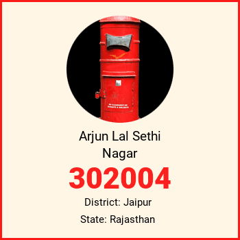 Arjun Lal Sethi Nagar pin code, district Jaipur in Rajasthan