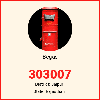 Begas pin code, district Jaipur in Rajasthan