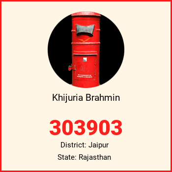 Khijuria Brahmin pin code, district Jaipur in Rajasthan