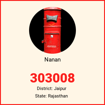 Nanan pin code, district Jaipur in Rajasthan