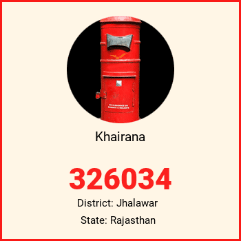 Khairana pin code, district Jhalawar in Rajasthan