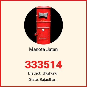Manota Jatan pin code, district Jhujhunu in Rajasthan