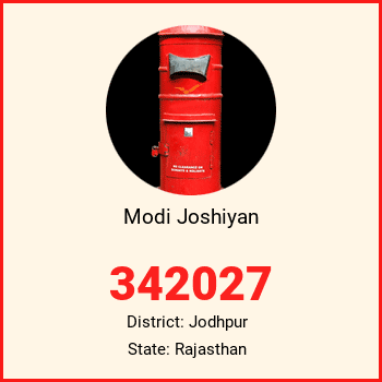 Modi Joshiyan pin code, district Jodhpur in Rajasthan