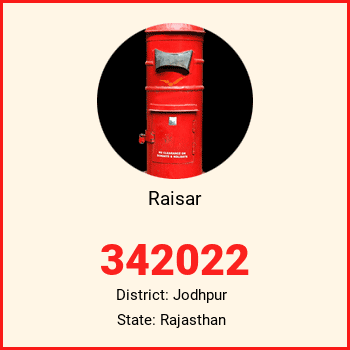 Raisar pin code, district Jodhpur in Rajasthan