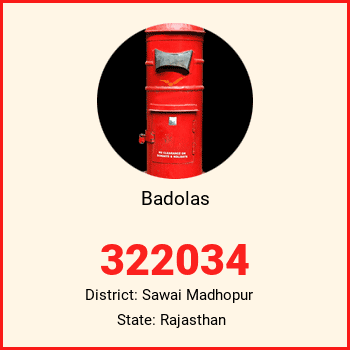 Badolas pin code, district Sawai Madhopur in Rajasthan