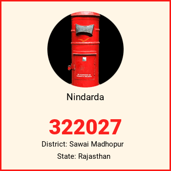 Nindarda pin code, district Sawai Madhopur in Rajasthan