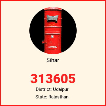 Sihar pin code, district Udaipur in Rajasthan