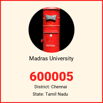 Madras University pin code, district Chennai in Tamil Nadu