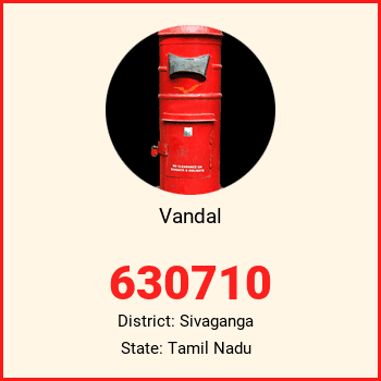 Vandal pin code, district Sivaganga in Tamil Nadu