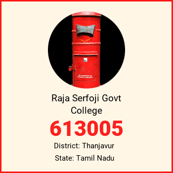 Raja Serfoji Govt College pin code, district Thanjavur in Tamil Nadu