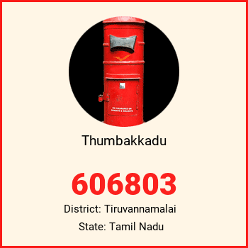 Thumbakkadu pin code, district Tiruvannamalai in Tamil Nadu