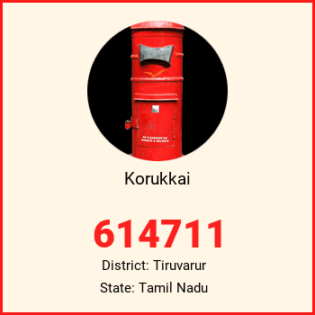 Korukkai pin code, district Tiruvarur in Tamil Nadu