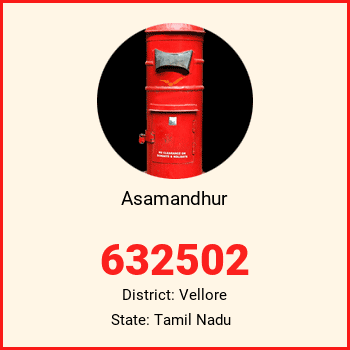 Asamandhur pin code, district Vellore in Tamil Nadu