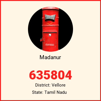 Madanur pin code, district Vellore in Tamil Nadu