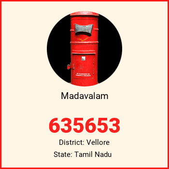Madavalam pin code, district Vellore in Tamil Nadu