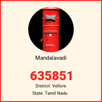 Mandalavadi pin code, district Vellore in Tamil Nadu
