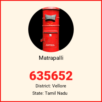Matrapalli pin code, district Vellore in Tamil Nadu