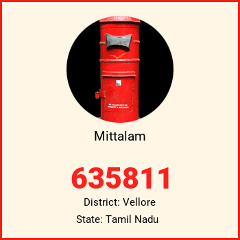 Mittalam pin code, district Vellore in Tamil Nadu