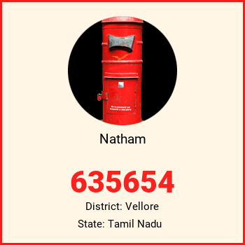 Natham pin code, district Vellore in Tamil Nadu