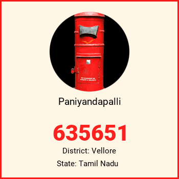 Paniyandapalli pin code, district Vellore in Tamil Nadu