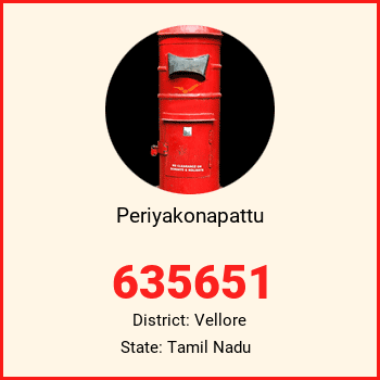 Periyakonapattu pin code, district Vellore in Tamil Nadu