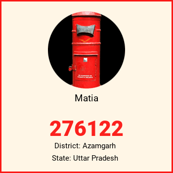 Matia pin code, district Azamgarh in Uttar Pradesh
