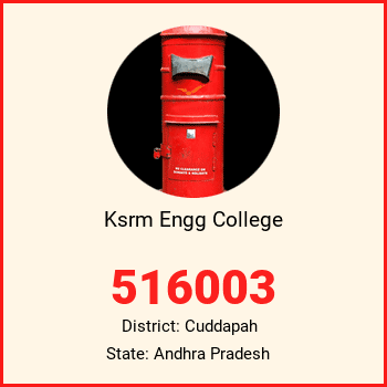 Ksrm Engg College pin code, district Cuddapah in Andhra Pradesh