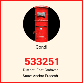 Gondi pin code, district East Godavari in Andhra Pradesh