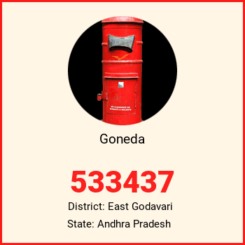 Goneda pin code, district East Godavari in Andhra Pradesh