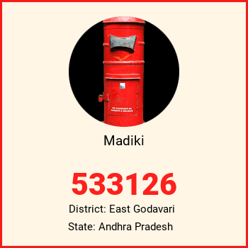 Madiki pin code, district East Godavari in Andhra Pradesh
