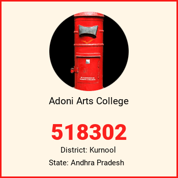 Adoni Arts College pin code, district Kurnool in Andhra Pradesh