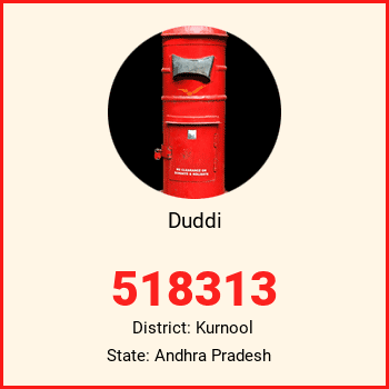 Duddi pin code, district Kurnool in Andhra Pradesh