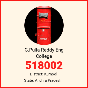 G.Pulla Reddy Eng College pin code, district Kurnool in Andhra Pradesh