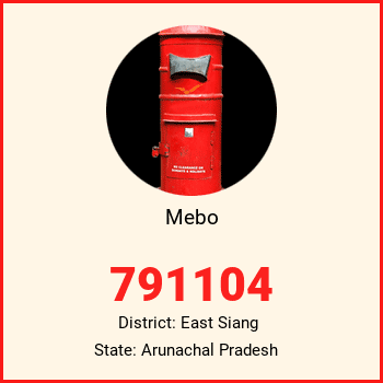 Mebo pin code, district East Siang in Arunachal Pradesh