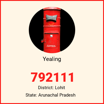 Yealing pin code, district Lohit in Arunachal Pradesh