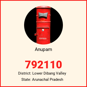 Anupam pin code, district Lower Dibang Valley in Arunachal Pradesh