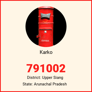 Karko pin code, district Upper Siang in Arunachal Pradesh