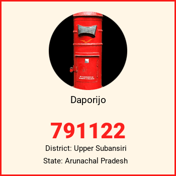 Daporijo pin code, district Upper Subansiri in Arunachal Pradesh