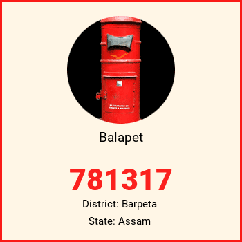 Balapet pin code, district Barpeta in Assam