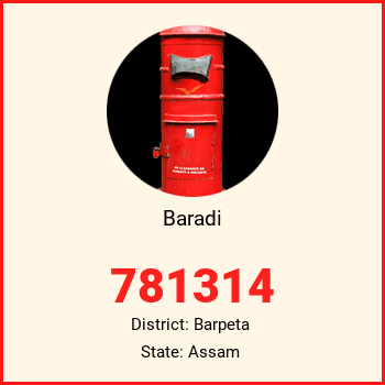 Baradi pin code, district Barpeta in Assam
