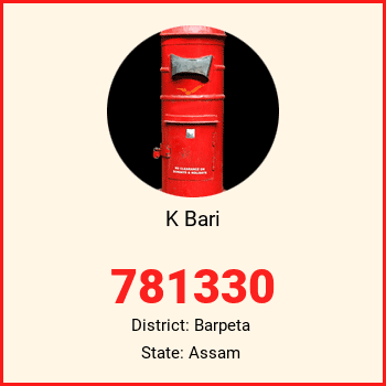 K Bari pin code, district Barpeta in Assam