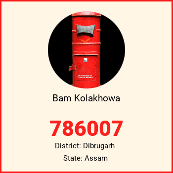 Bam Kolakhowa pin code, district Dibrugarh in Assam