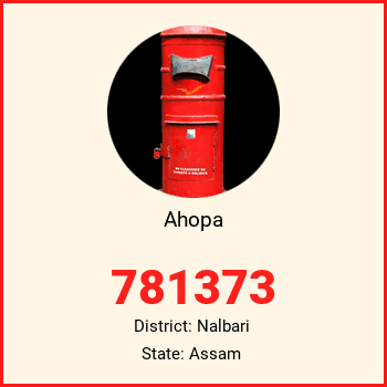 Ahopa pin code, district Nalbari in Assam