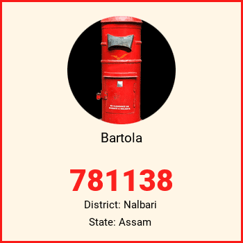 Bartola pin code, district Nalbari in Assam
