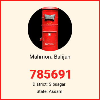 Mahmora Balijan pin code, district Sibsagar in Assam
