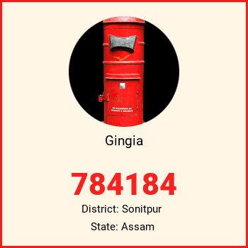 Gingia pin code, district Sonitpur in Assam